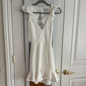 Hello Molly White Ruffle Mini Dress